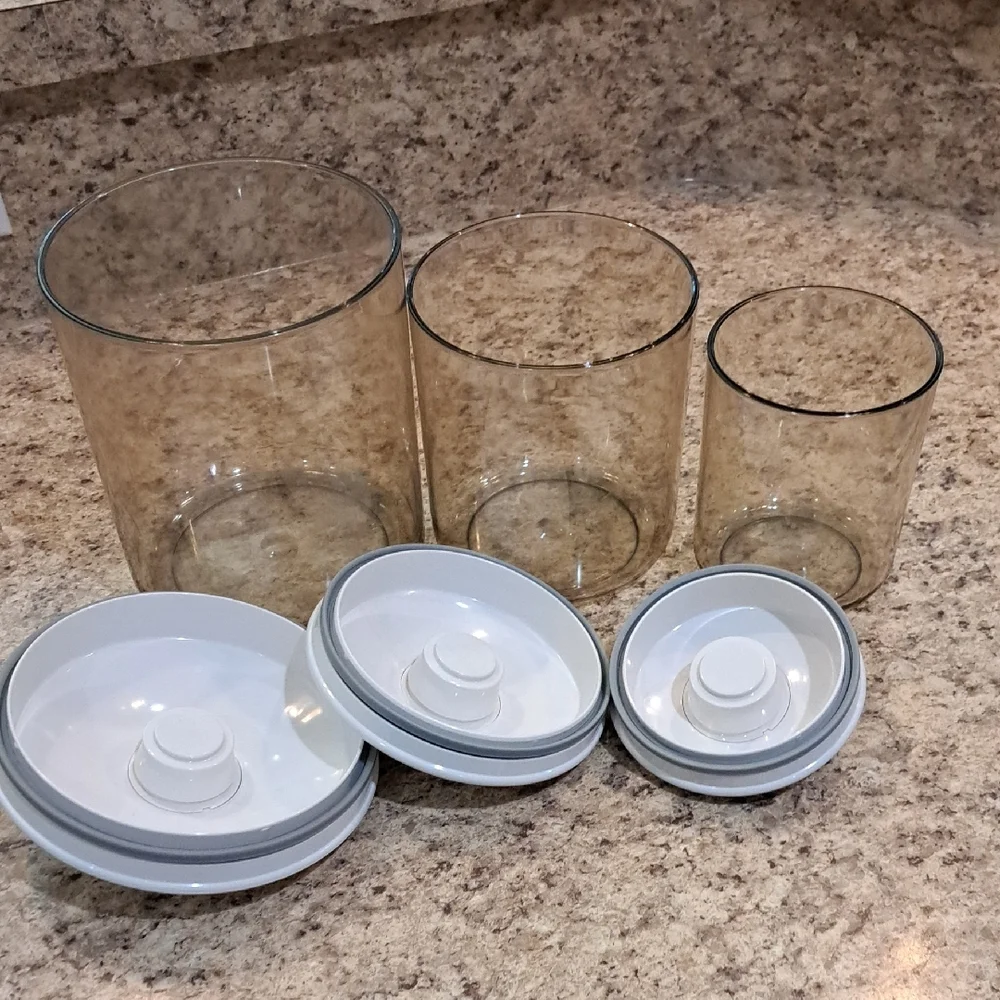 Food Saver Snail Vacuum Canister Set of 3 Smoke